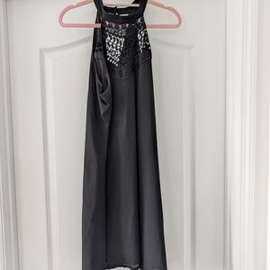 Elegant Black Lace Halter Dress